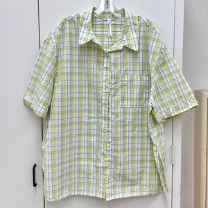 Anthropologie Women's Yellow Plaid Button Down Shirt